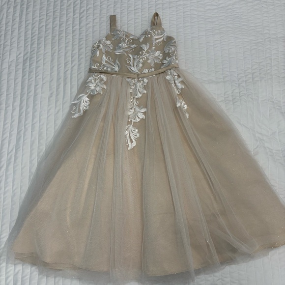 Chantilly Place 6x Flower Girl Beige Dress - Picture 2 of 8